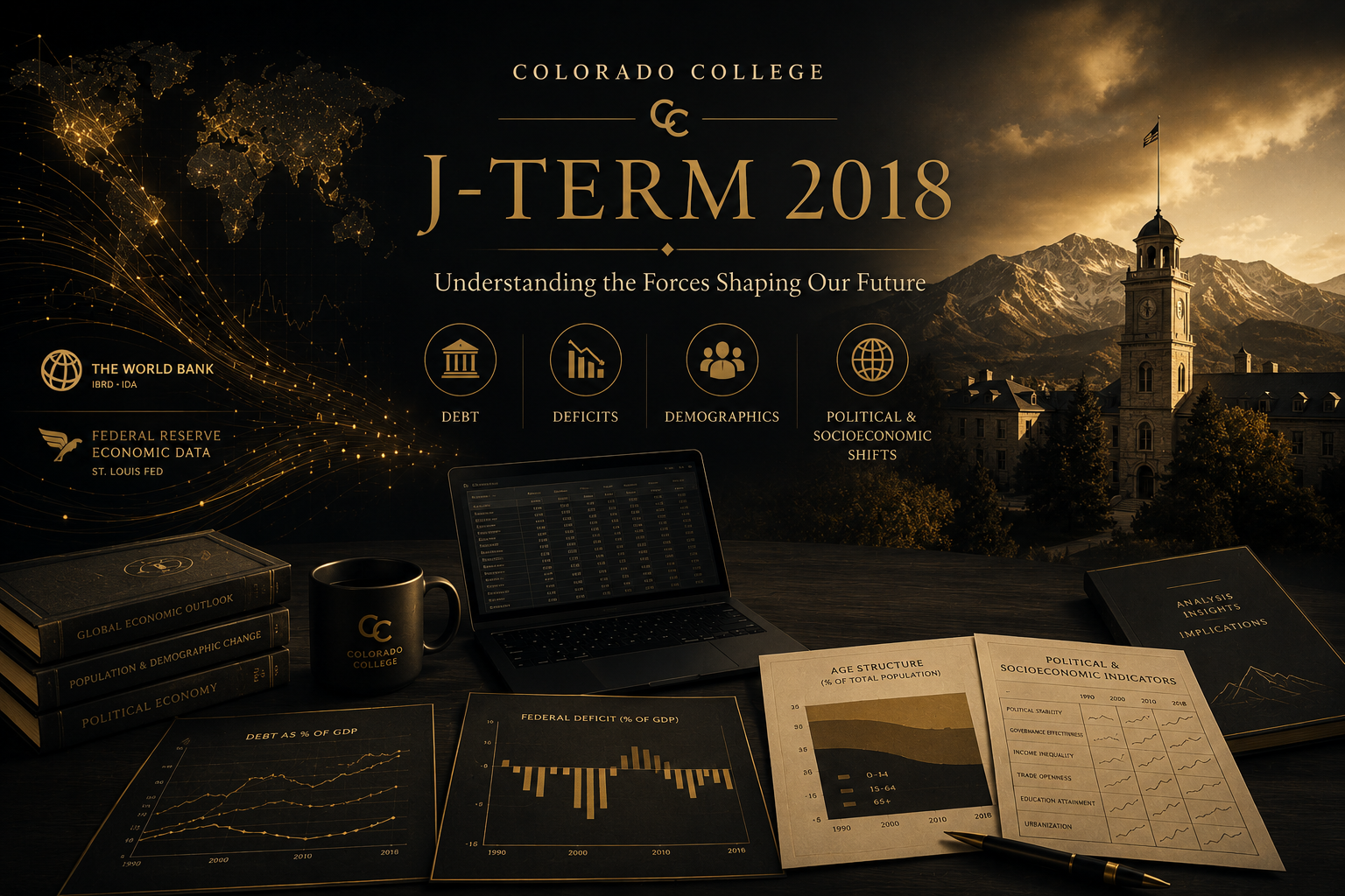 Colorado College J-Term 2018: Understanding the Forces Shaping Our Future, exploring debt, deficits, demographics, and political and socioeconomic shifts